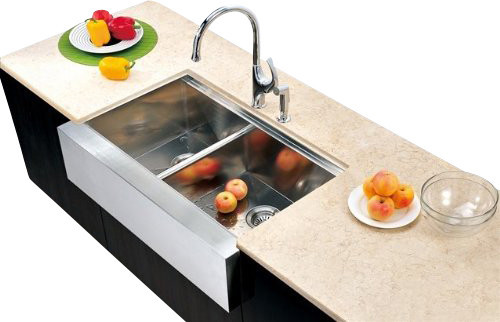 ... Apron Front Sink With Small Bowl On Left contemporary-kitchen-sinks